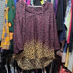 Leopard Print Women's Top - Red and Yellow